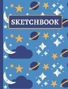 Sketchbook: Drawing Book for Kids for Doodling (Planet and Stars Blue Design)