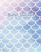 Bullet Journal: Mermaid Scales Blue Pattern: Dot Grid Paper, 8 X 10" Perfect Bound Softcover Dotted Notebook