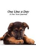 One Line a Day: A Motivational and Inspirational One Year Journal - German Shepherd Puppy Cover