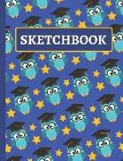 Sketchbook: Blue Owl and Stars Sketchbook for Kids to Draw