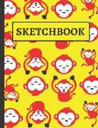 Sketchbook: Bright Yellow and Red Monkey Sketchbook for Kids to Draw