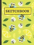 Sketchbook: Cute Bee and Lemon Sketchbook for Kids to Practice Drawing