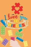 I Love You to Pieces: Blank Lined Notebook Journal Diary Composition Notepad 120 Pages 6x9 Paperback ( Autism ) Orange