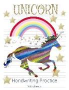 Unicorn Handwriting Practice: Mid Lined Handwriting Blank Workbook 8.5x11 Colorful Unicorn