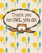 Thank You Teacher Notebook: Owl Themed