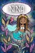 Mermaid Dreams Nina: Wide Ruled Composition Book Diary Lined Journal