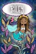 Mermaid Dreams Riley: Wide Ruled Composition Book Diary Lined Journal