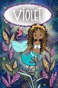 Mermaid Dreams Violet: Wide Ruled Composition Book Diary Lined Journal