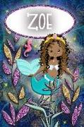 Mermaid Dreams Zoe: Wide Ruled Composition Book Diary Lined Journal