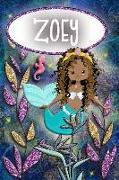 Mermaid Dreams Zoey: Wide Ruled Composition Book Diary Lined Journal