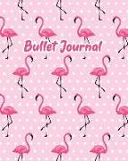 Bullet Journal: Pink Flamingo Polka Dot Pattern: Dot Grid Paper, 8 X 10 Perfect Bound Softcover Dotted Notebook, Matte Cover