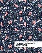 Cornell Grid Notes Notebook: Unicorns and Rainbows Grid Notebook Supports a Proven Way to Improve Study and Information Retention