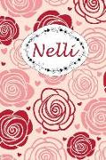 Nelli: Personalisiertes Notizbuch / 150 Seiten / Punktraster / Din A5+ (15,24 X 22,86 CM) / Rosen Cover Design