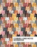 Cornell Grid Notes Notebook: Cute Colored Cats Grid Notebook Supports a Proven Way to Improve Study and Information Retention