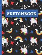 Sketchbook: Cute Unicorn and Rainbow Sketchbook for Girls to Practice Sketching, Drawing, Writing and Creative Doodling