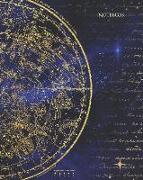 Notebook: Horoscope Universe Map Blue and Gold Print