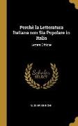 Perchè la Letteratura Italiana non Sia Popolare in Italia: Lettere Critiche