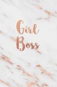 Girl Boss: White and Rose Gold Marble Notebook College Ruled Lined Pages 6 X 9 Journal