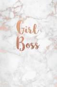 Girl Boss: Rose Gold and White Marble with Rose Gold Inlay Notebook College Ruled Lined Pages 6 X 9 Journal