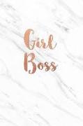 Girl Boss: Smooth White Marble and Gold Notebook College Ruled Lined Pages 6 X 9 Journal