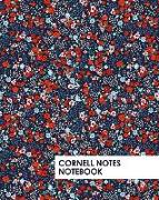 Cornell Notes Notebook: Pretty Red and Blue Flowers Notebook Supports a Proven Way to Improve Study and Information Retention