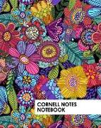 Cornell Notes Notebook: Hippy Flowers on a Notebook That Supports a Proven Way to Improve Study and Information Retention
