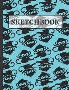 Sketchbook: Black and Blue Monkey Ninja Drawing Book for Kids Practice Sketching, Drawing and Doodling