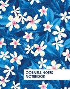 Cornell Notes Notebook: Pretty Blue Tropical Flowers Notebook Supports a Proven Way to Improve Study and Information Retention