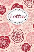 Lottie: Personalisiertes Notizbuch / 150 Seiten / Punktraster / Din A5+ (15,24 X 22,86 CM) / Rosen Cover Design