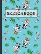 Sketchbook: Cute Cow & Grass Kids Sketchbook to Practice Sketching, Drawing, Writing and Creative Doodling