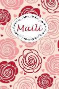 Maili: Personalisiertes Notizbuch / 150 Seiten / Punktraster / Din A5+ (15,24 X 22,86 CM) / Rosen Cover Design