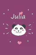 Julia: Ein Individuelles Panda Notizbuch Mit Dem Namen Julia Und Ganzen 100 Linierten Seiten Im Tollen 6x9 Zoll Format (Ca. D
