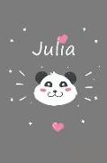Julia: Ein Individuelles Panda Notizbuch Mit Dem Namen Paula Und Ganzen 100 Linierten Seiten Im Tollen 6x9 Zoll Format (Ca. D