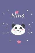 Nina: Ein Individuelles Panda Notizbuch Mit Dem Namen Nina Und Ganzen 100 Linierten Seiten Im Tollen 6x9 Zoll Format (Ca. Di