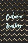 Calorie Tracker: 110 Page Calories Log: 6x9 Black & Gold Zig Zag & Aqua Cover