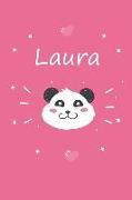 Laura: Ein Individuelles Panda Notizbuch Mit Dem Namen Laura Und Ganzen 100 Linierten Seiten Im Tollen 6x9 Zoll Format (Ca. D