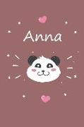 Anna: Ein Individuelles Panda Notizbuch Mit Dem Namen Anna Und Ganzen 100 Linierten Seiten Im Tollen 6x9 Zoll Format (Ca. Di