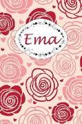 Ema: Personalisiertes Notizbuch / 150 Seiten / Punktraster / Din A5+ (15,24 X 22,86 CM) / Rosen Cover Design