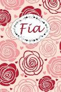 Fia: Personalisiertes Notizbuch / 150 Seiten / Punktraster / Din A5+ (15,24 X 22,86 CM) / Rosen Cover Design