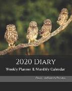 2020 Diary: Weekly Planner & Monthly Calendar - Desk Diary, Journal, Owls, Little Owl, England, English Wildlife, Birds - 8x10"