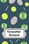 Composition Notebook: Tennis Notebook Blank Lined Paper with Page Numbers 110 Pages 6 X 9 Inches