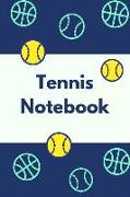 Tennis Notebook: Blank Lined Paper with Page Numbers 110 Pages 6 X 9 Inches (Volume 5)