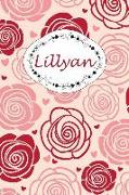 Lillyan: Personalisiertes Notizbuch / 150 Seiten / Punktraster / Din A5+ (15,24 X 22,86 CM) / Rosen Cover Design