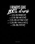 I Always Give 100% at Work 12% on Monday 23% on Tuesday 25% on Wednesday 32% on Thursday and 8% on Friday: Meal Planner