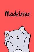Madeleine: Din A5 - 110 Blanko Seiten - Mein Malbuch - Personalisierter Kalender - Vornamen - Schönes Notizbuch - Notizblock Rot