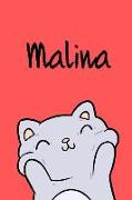 Malina: Din A5 - Blanko 110 Seiten - Mein Malbuch - Personalisierter Kalender - Vornamen - Schönes Notizbuch - Notizblock Rot