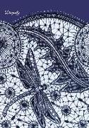 Dragonfly: 7x10 (17.78 CM X 25.4 CM) Batik Fabric Dragonfly Pattern Lined Journal