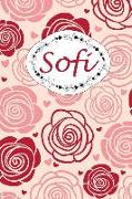 Sofi: Personalisiertes Notizbuch / 150 Seiten / Punktraster / Din A5+ (15,24 X 22,86 CM) / Rosen Cover Design