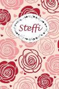 Steffi: Personalisiertes Notizbuch / 150 Seiten / Punktraster / Din A5+ (15,24 X 22,86 CM) / Rosen Cover Design