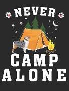 Never Camp Alone: Australian Shepherd Dog School Notebook 100 Pages Wide Ruled Paper